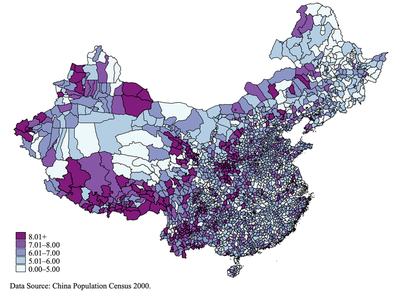 All-Cause Crude Mortality Rates in Chinese Counties, 2000